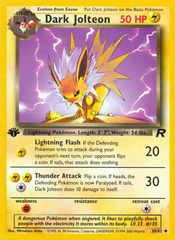Dark Jolteon Uncommon rarity Team Rocket Pokémon card price — $25.94