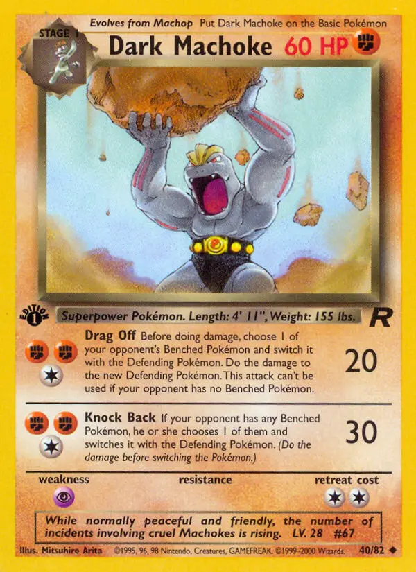 Dark Machoke Uncommon rarity Team Rocket Pokémon card price — $6.42