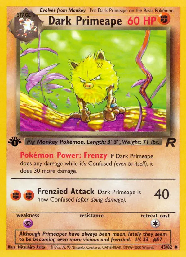 Dark Primeape Uncommon rarity Team Rocket Pokémon card price — $5.94