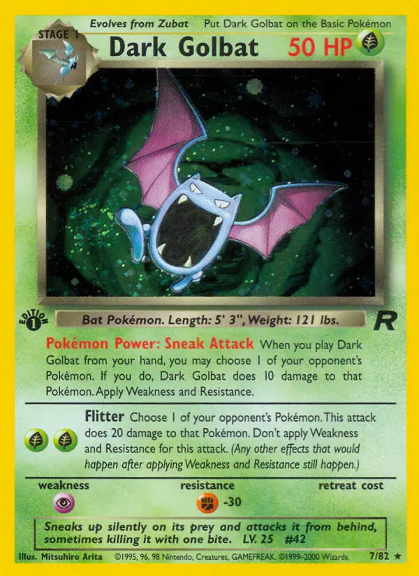 Dark Golbat Rare rarity Team Rocket Pokémon card price — $62.97
