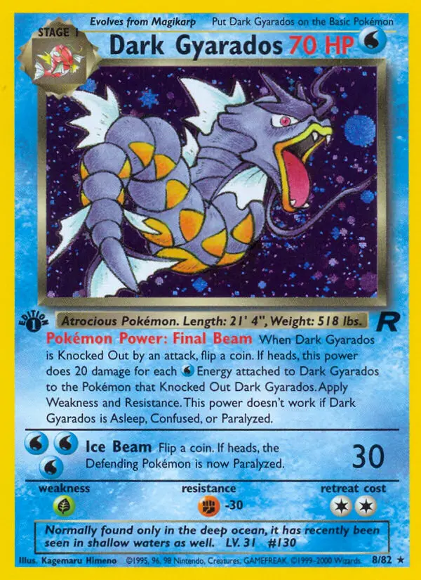 Dark Gyarados Rare rarity Team Rocket Pokémon card price — $162.28