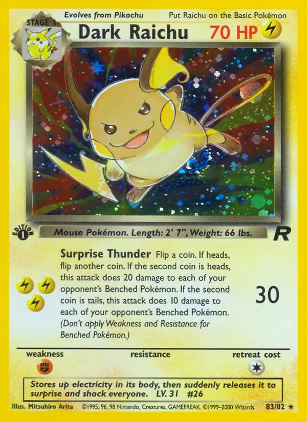 Dark Raichu Secret Rare rarity Team Rocket Pokémon card price — $278.87