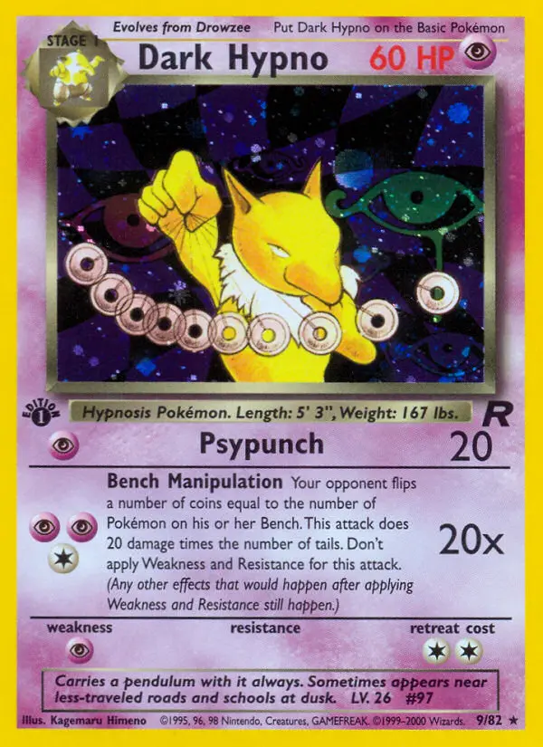 Dark Hypno Rare rarity Team Rocket Pokémon card price — $82.21
