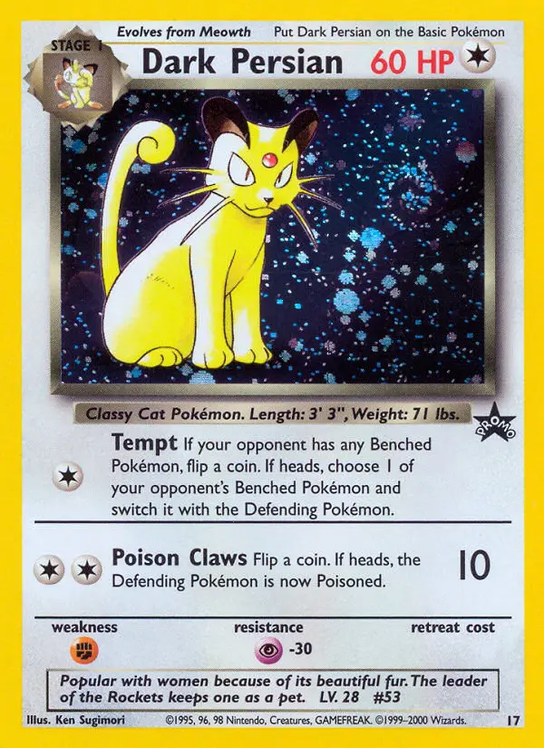 Dark Persian Common rarity Wizards Black Star Promos Pokémon card price