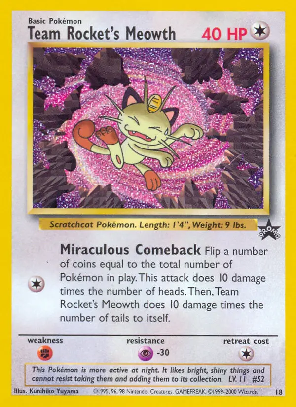 Team Rocket's Meowth Common rarity Wizards Black Star Promos Pokémon card price