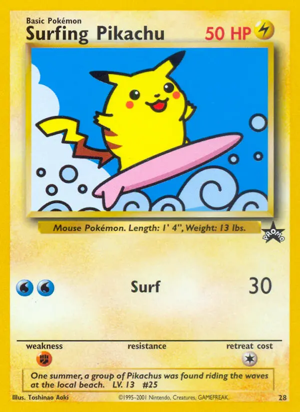 Surfing Pikachu Common rarity Wizards Black Star Promos Pokémon card price