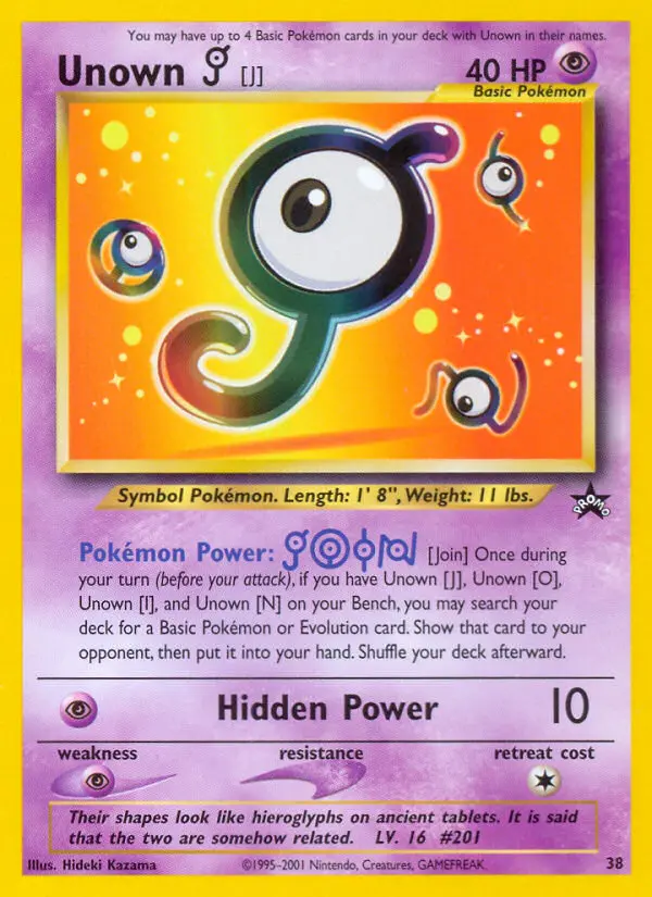 Unown [J] Common rarity Wizards Black Star Promos Pokémon card price