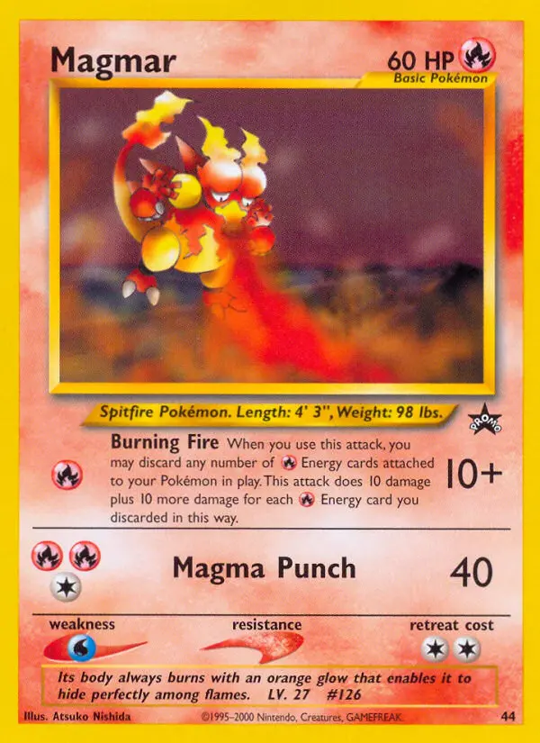 Magmar Common rarity Wizards Black Star Promos Pokémon card price — $18.18