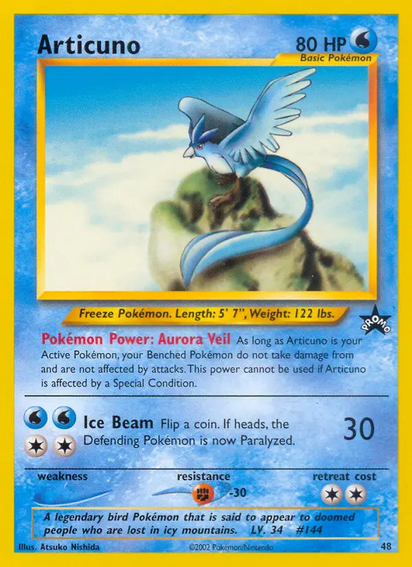 Articuno Common rarity Wizards Black Star Promos Pokémon card price
