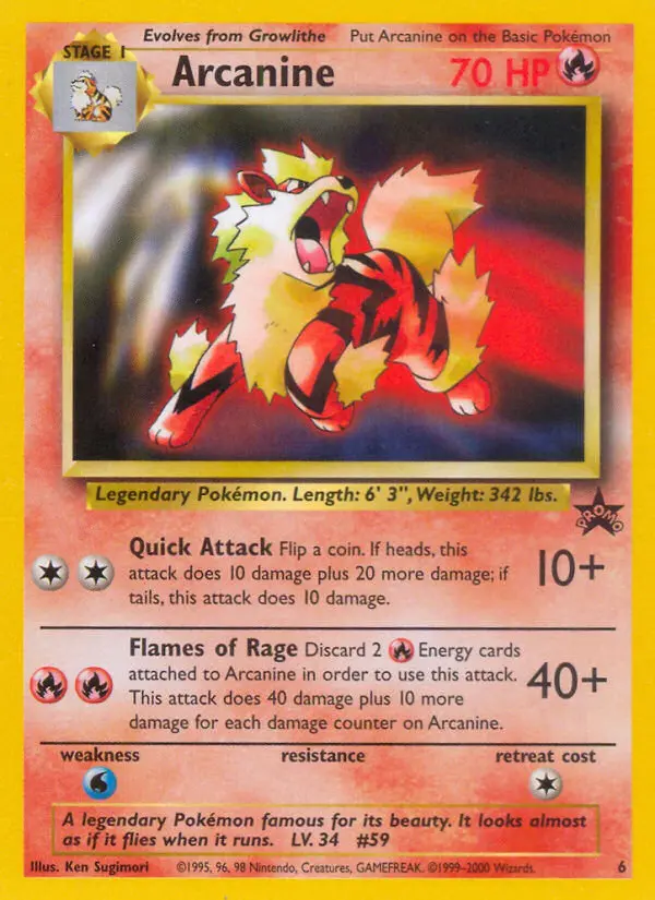 Arcanine Common rarity Wizards Black Star Promos Pokémon card price
