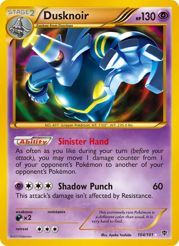 Dusknoir Secret Rare rarity Plasma Blast Pokémon card price — $145.22