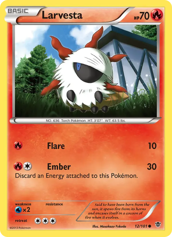 Larvesta Common rarity Plasma Blast Pokémon card price — $0.48