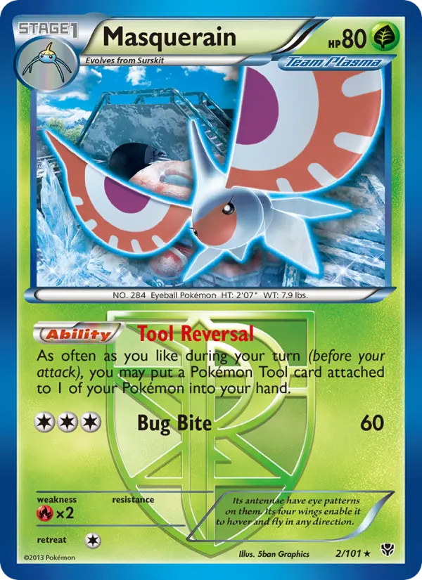 Masquerain Rare rarity Plasma Blast Pokémon card price — $1.18