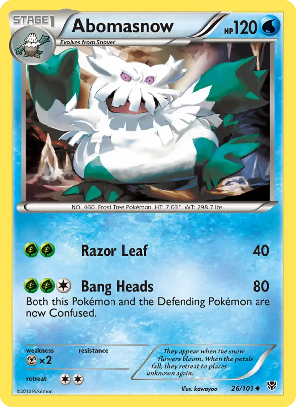 Abomasnow Uncommon rarity Plasma Blast Pokémon card price — $0.86