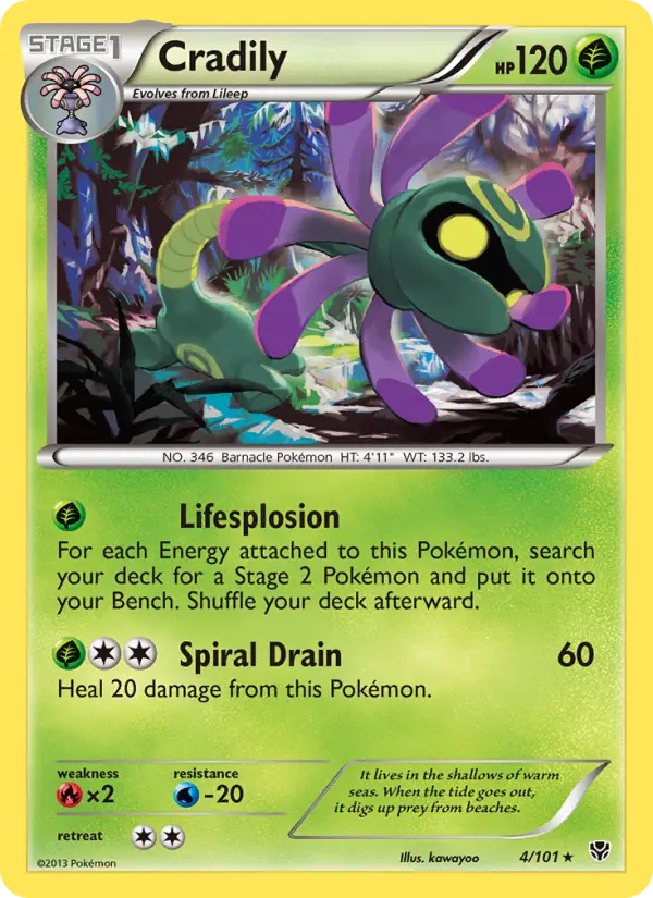 Cradily Rare rarity Plasma Blast Pokémon card price — $5.92