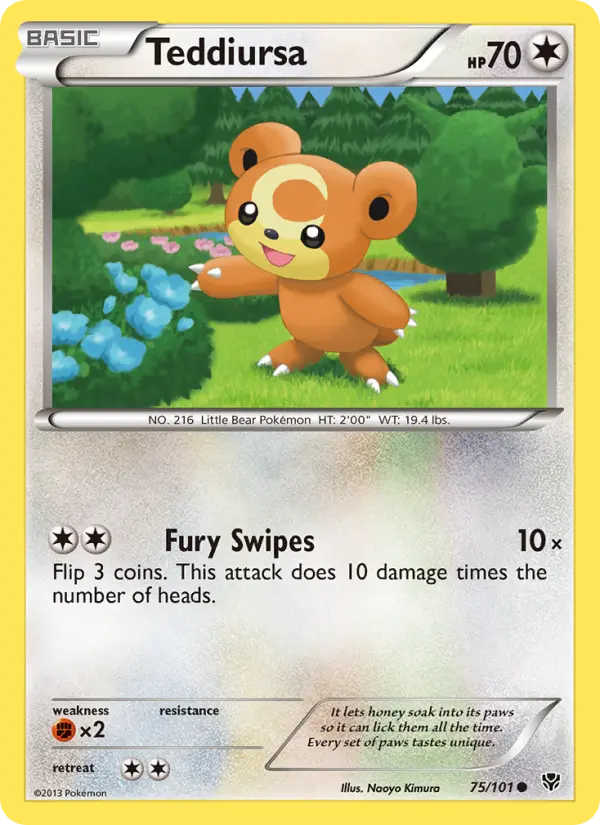 Teddiursa Common rarity Plasma Blast Pokémon card price — $2.52