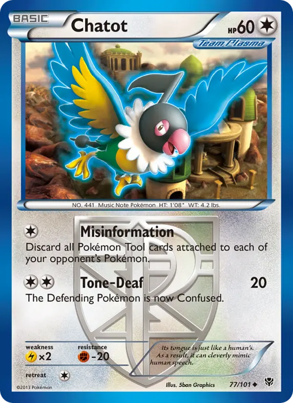 Chatot Uncommon rarity Plasma Blast Pokémon card price — $0.76