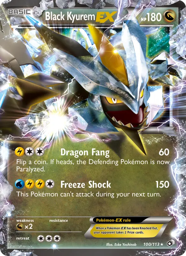 Black Kyurem-EX Rare rarity Legendary Treasures Pokémon card price — $9.68