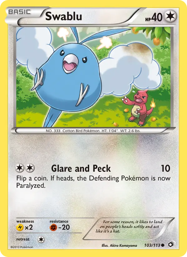 Swablu Common rarity Legendary Treasures Pokémon card price — $3.56