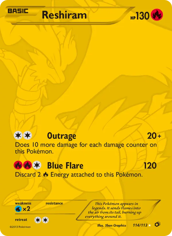 Reshiram Secret Rare rarity Legendary Treasures Pokémon card price — $350.22