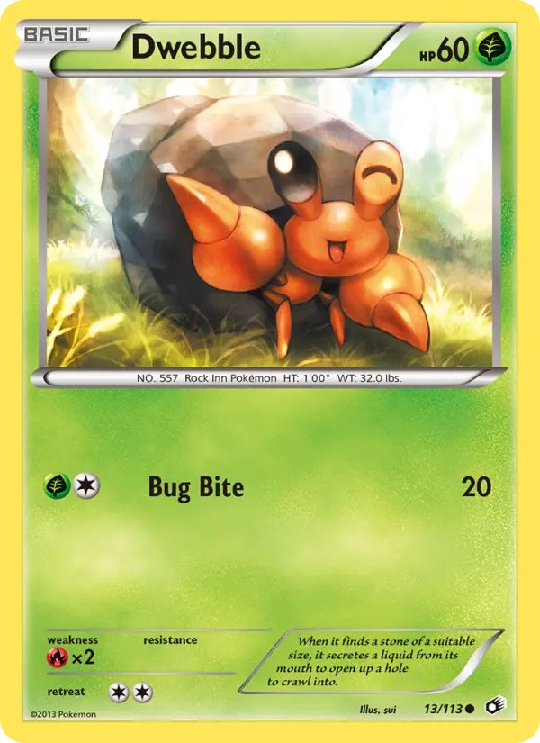Dwebble Common rarity Legendary Treasures Pokémon card price — $1.99