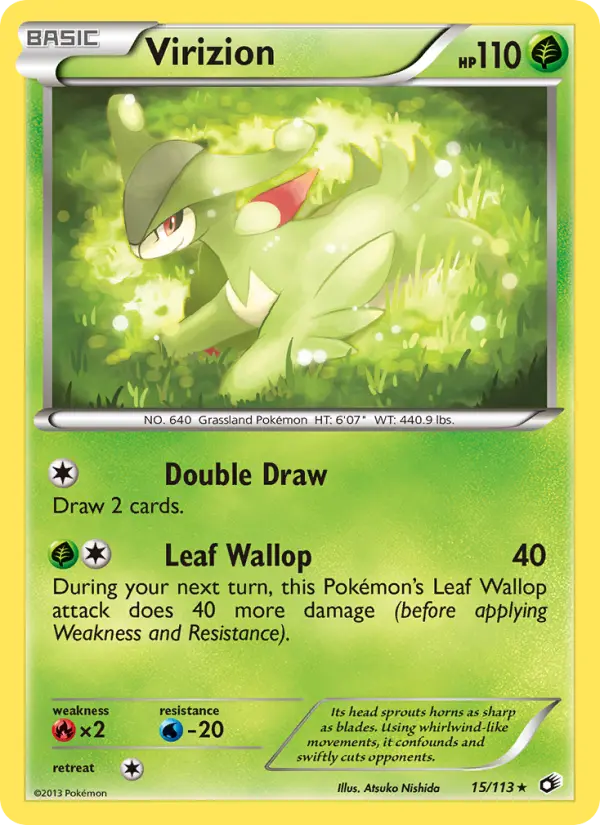 Virizion Rare rarity Legendary Treasures Pokémon card price — $2.08