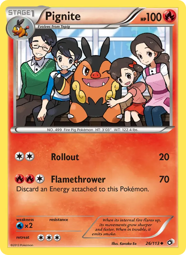 Pignite Uncommon rarity Legendary Treasures Pokémon card price — $26.73