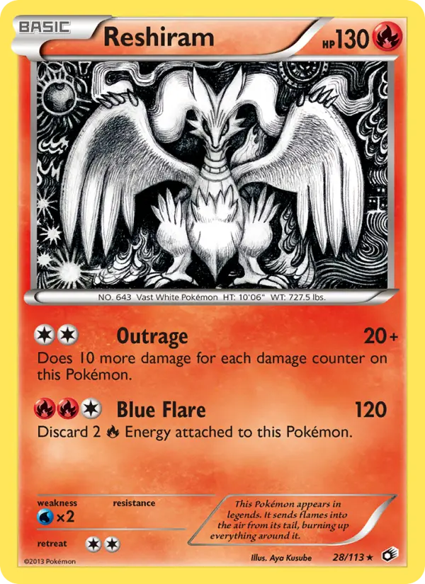 Reshiram Rare rarity Legendary Treasures Pokémon card price — $39.09
