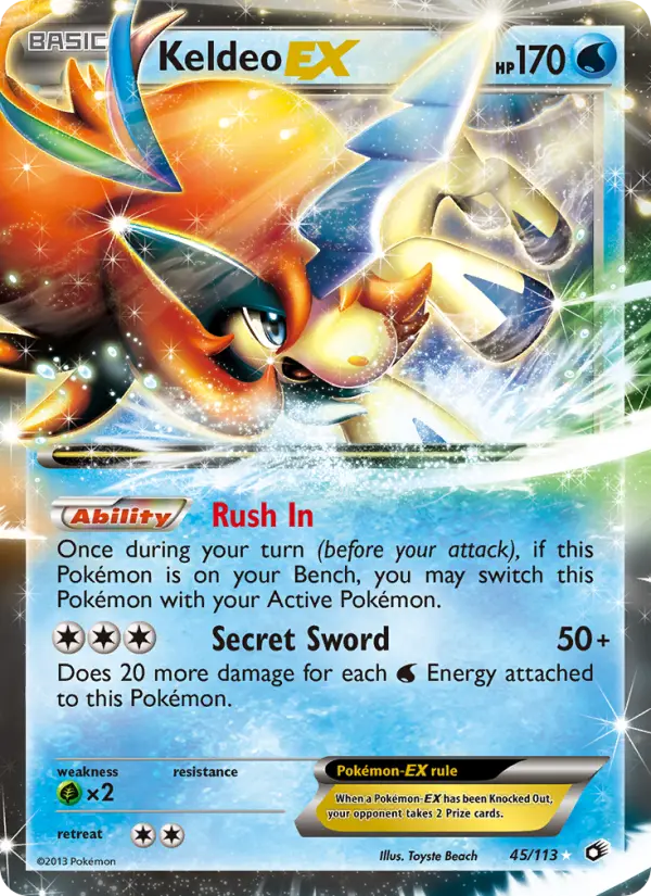 Keldeo-EX Rare rarity Legendary Treasures Pokémon card price — $7.55