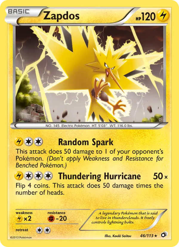 Zapdos Rare rarity Legendary Treasures Pokémon card price — $9.39