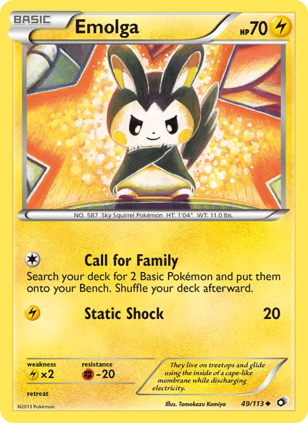 Emolga Uncommon rarity Legendary Treasures Pokémon card price — $17.05