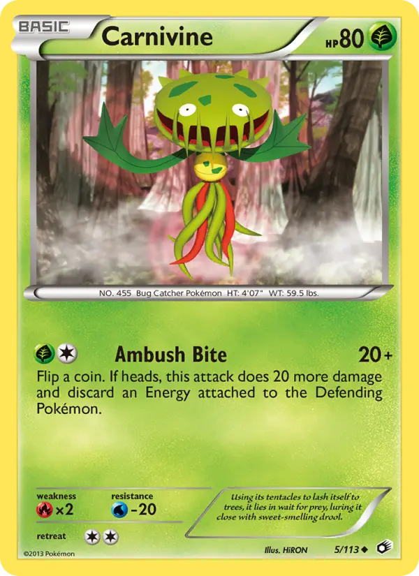 Carnivine Uncommon rarity Legendary Treasures Pokémon card price — $1.66
