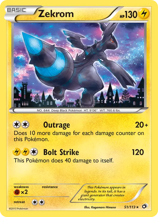 Zekrom Rare rarity Legendary Treasures Pokémon card price — $7.46