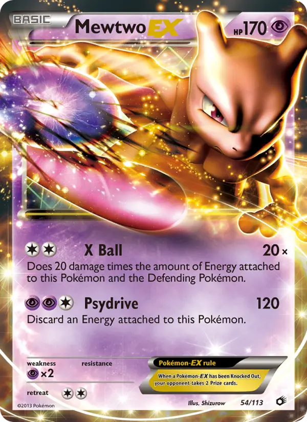 Mewtwo-EX Rare rarity Legendary Treasures Pokémon card price — $17.82