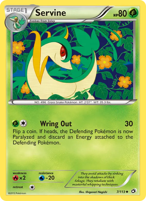 Servine Uncommon rarity Legendary Treasures Pokémon card price — $2.75
