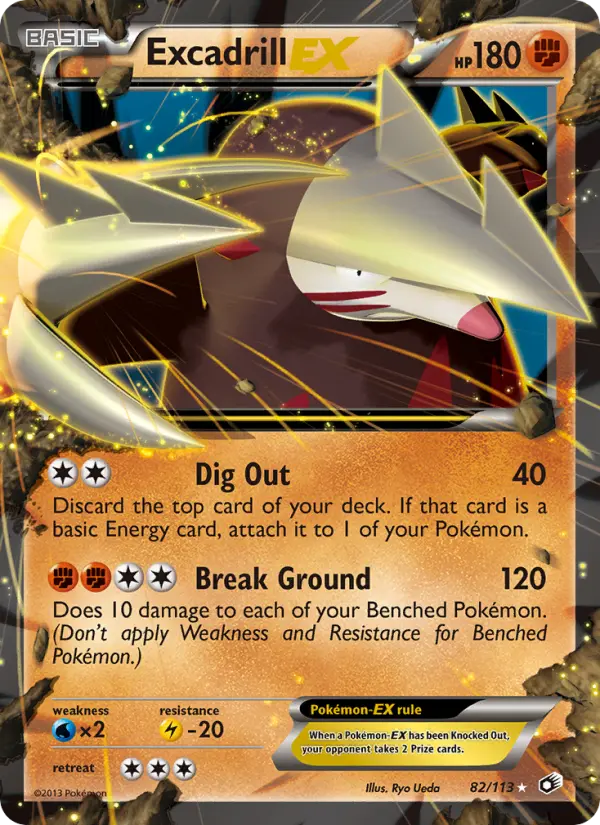 Excadrill-EX Rare rarity Legendary Treasures Pokémon card price — $9.48