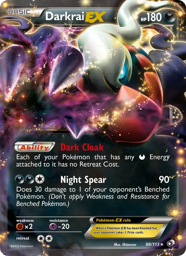 Darkrai-EX Rare rarity Legendary Treasures Pokémon card price — $17.55