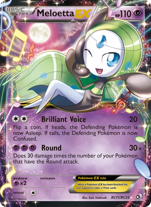 Meloetta-EX Rare rarity Legendary Treasures Pokémon card price — $9.41