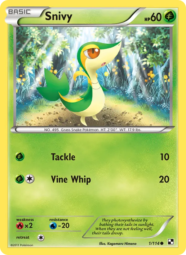 Snivy Common rarity Black & White Pokémon card price — $1.56