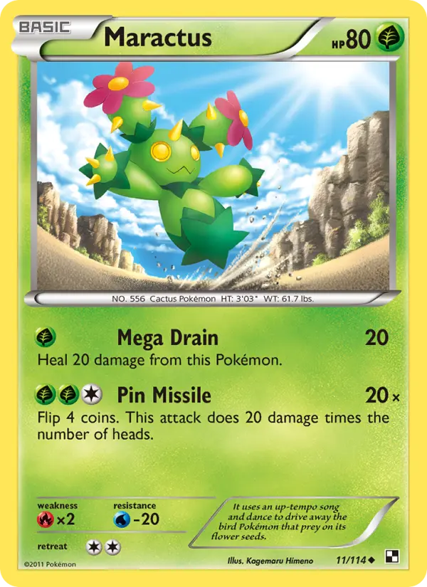 Maractus Uncommon rarity Black & White Pokémon card price — $1.63