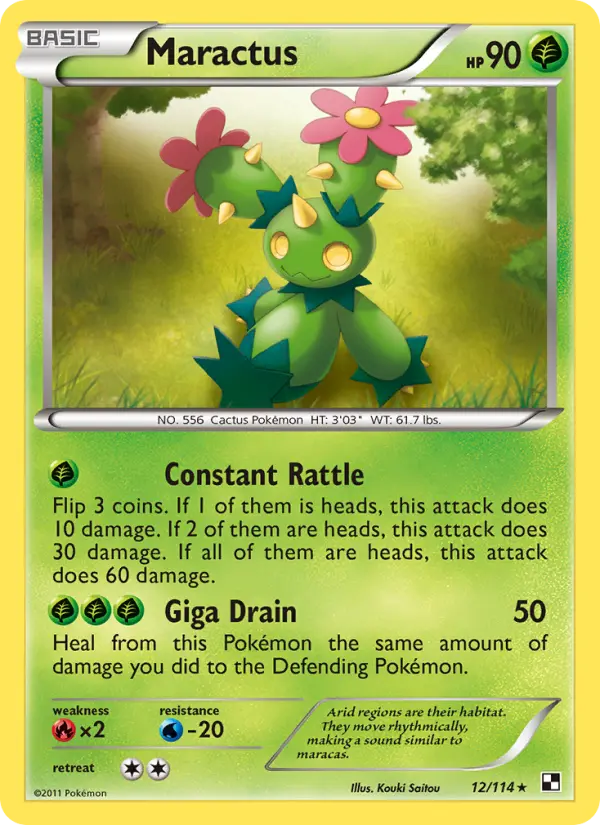 Maractus Rare rarity Black & White Pokémon card price — $6.31