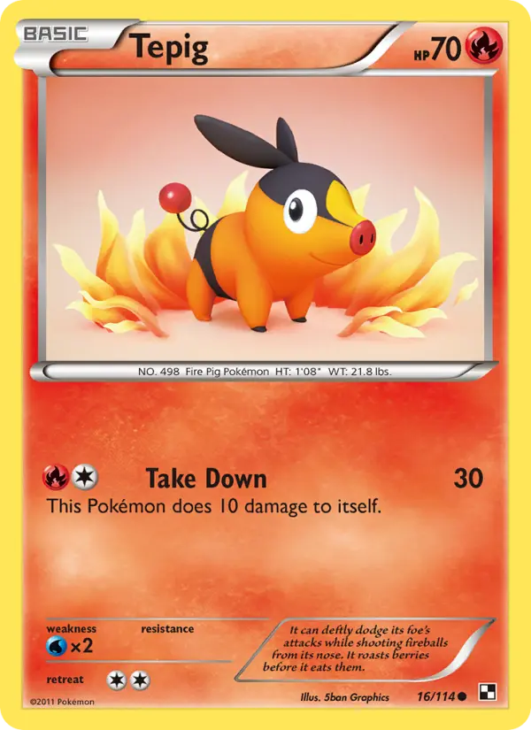 Tepig Common rarity Black & White Pokémon card price — $1.78