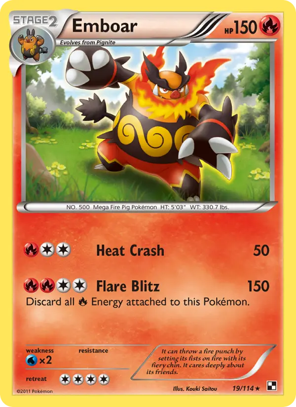 Emboar Rare rarity Black & White Pokémon card price — $3.20