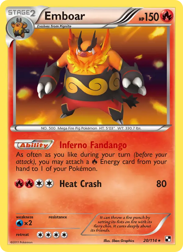 Emboar Rare rarity Black & White Pokémon card price — $4.64