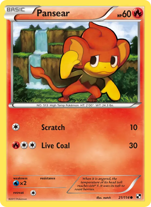 Pansear Common rarity Black & White Pokémon card price — $0.52