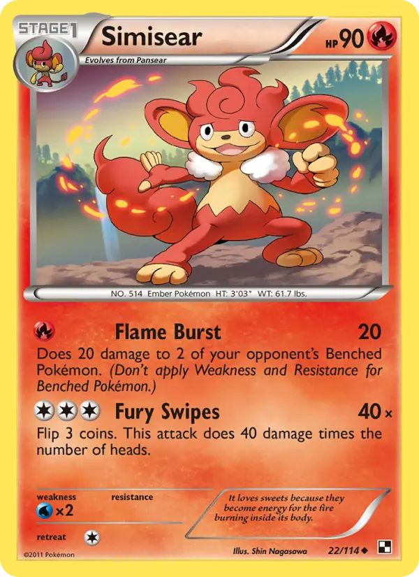 Simisear Uncommon rarity Black & White Pokémon card price — $0.60