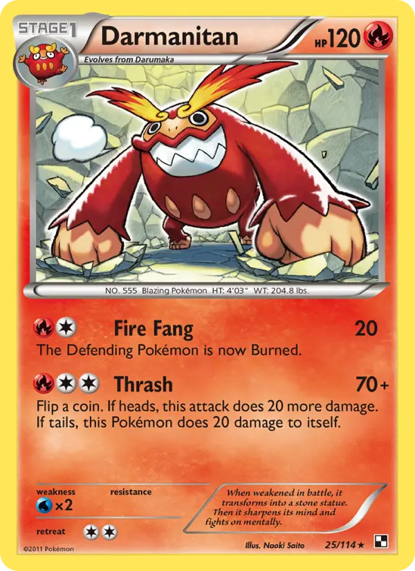 Darmanitan Rare rarity Black & White Pokémon card price — $2.22