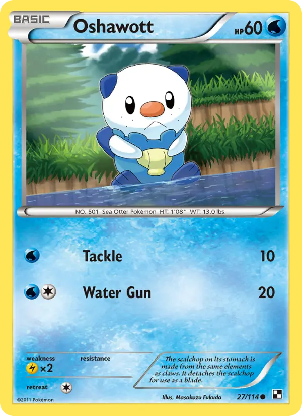 Oshawott Common rarity Black & White Pokémon card price — $4.53