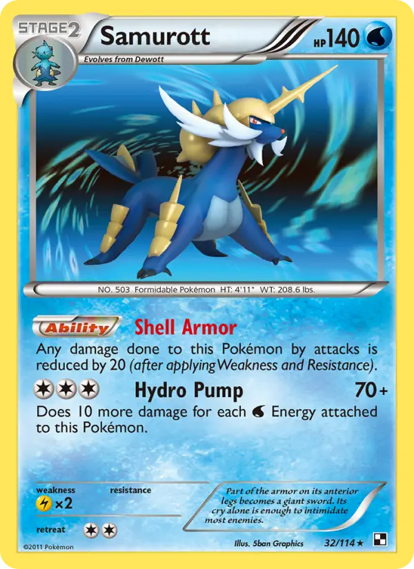 Samurott Rare rarity Black & White Pokémon card price — $4.48