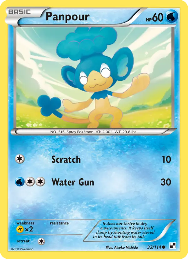 Panpour Common rarity Black & White Pokémon card price — $0.77